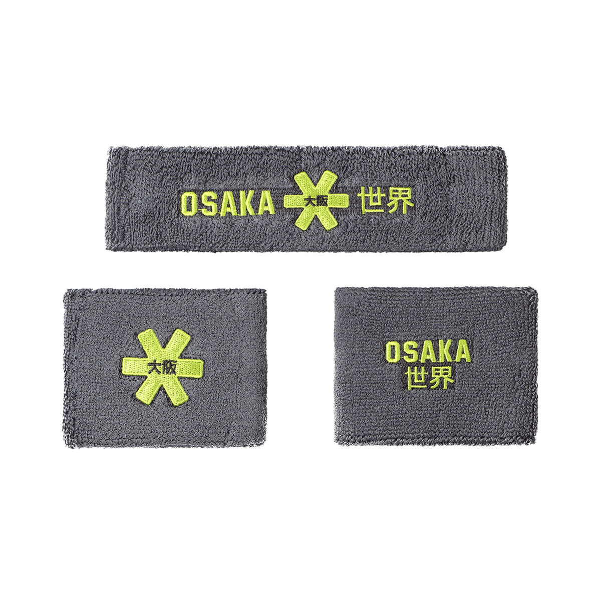 Osaka Sweatband Set Grey/Lime 24/25