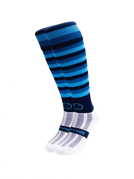 WackySox Navy and Sky Blue Hooped Sports Socks 