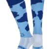 Blue Moo WackySox are bright blue knee length socks with royal blue patches similar to a cow print dotted around the leg and a royal blue turnover top. There is a royal blue Wacky face logo on the front of the ankle. WackySox are high performance sports socks made in Great Britain. They feature a Coolmax Pro footbed which is the original moisture wicking fabric, transferring sweat away from the skin and keeping you cool and dry. WackySox are ideal for rugby, football, hockey, running, netball and fitness with a fully elasticated turnover top to prevent the socks from falling down on match day. They feature an elasticated foot and ankle to prevent slippage and an external smooth toe seam to maximise comfort and help avoid blistering or toe and nail damage. WackySox can be worn with or without shin pads. The sock leg is made from 95% polyamide and 5% elastane ensuring a comfortable and soft fit.
